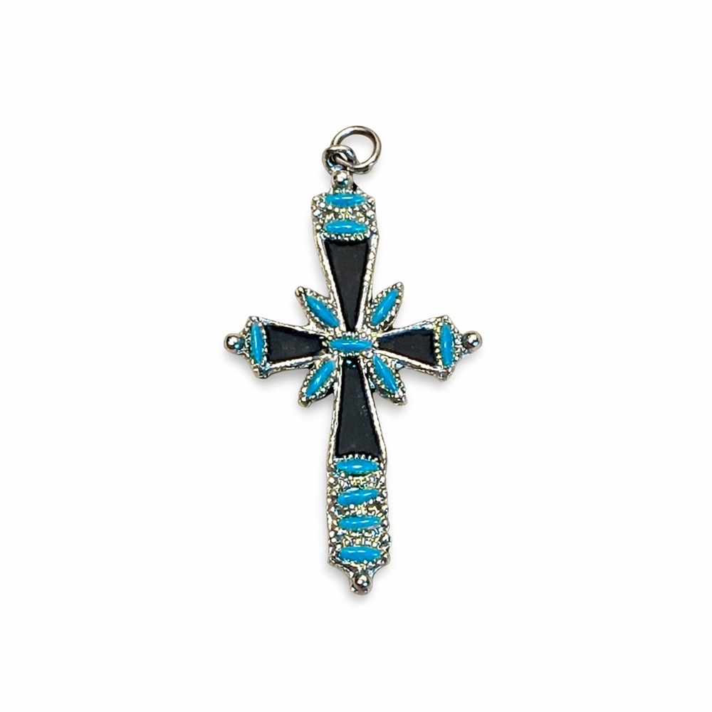 90s/00s VINTAGE Gothic Enamel Cross Pendant